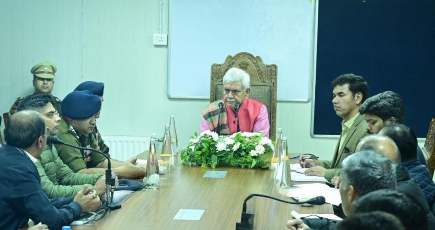 Lt Governor Sh Manoj Sinha visited Gagangir reviewed security measures and interacted with officers workers of Project Implementing Agency 3