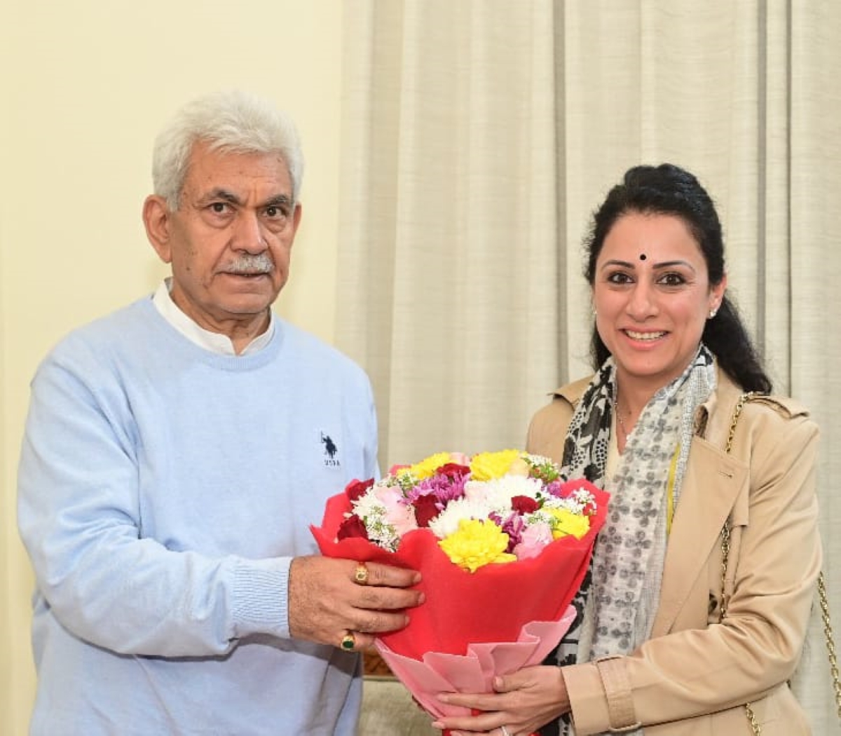 Lieutenant Governor Shri Manoj Sinha meeting Ms Rouble Nagi Member Panel of Community Leaders of National Commission for Minorities India