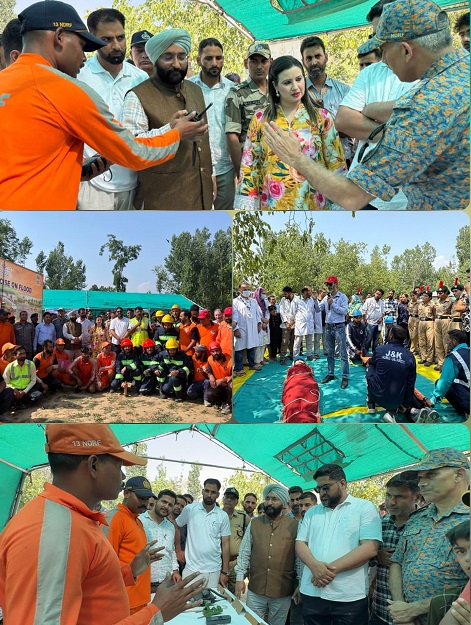 Final Mock Drill on GLOF conducted at Bumzoo Mattan in Anantnag